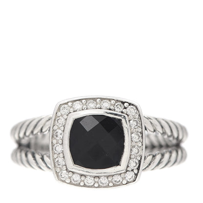 David Yurman Sterling Silver Diamond Black Onyx 7mm Petite Albion Ring 55 7.25 1 of 6
