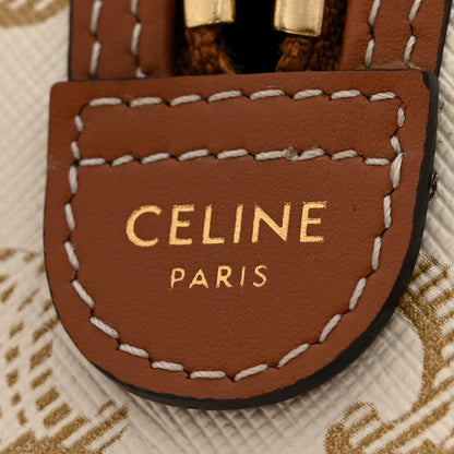 Celine Triomphe Canvas Calfskin Small Boston Bag White 6 of 12