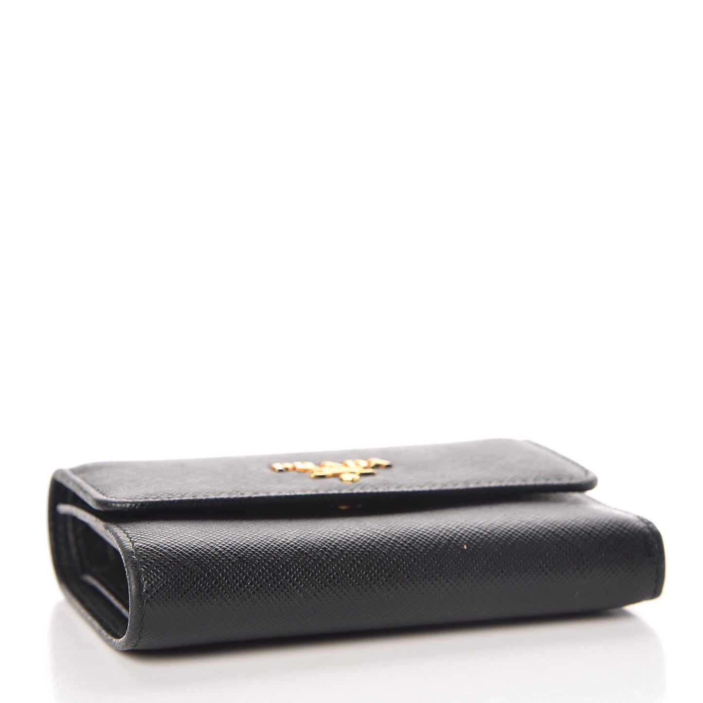 Saffiano Metal Tri-Fold Wallet Black
