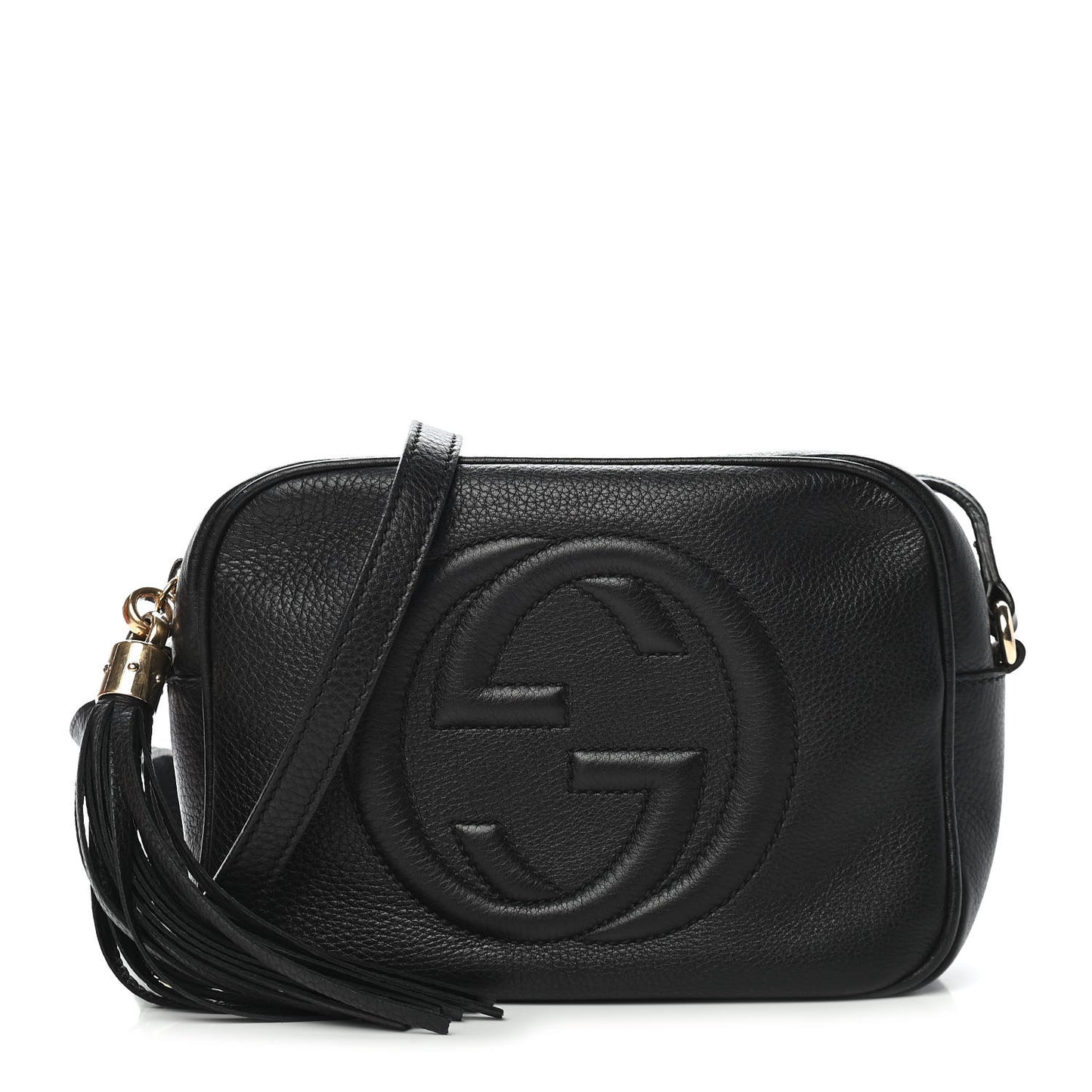Pebbled Calfskin Small Soho Disco Bag Black