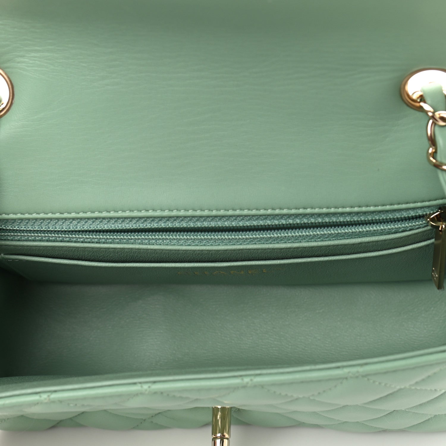Chanel Lambskin Quilted Mini Rectangular Flap Light Green 5 of 11