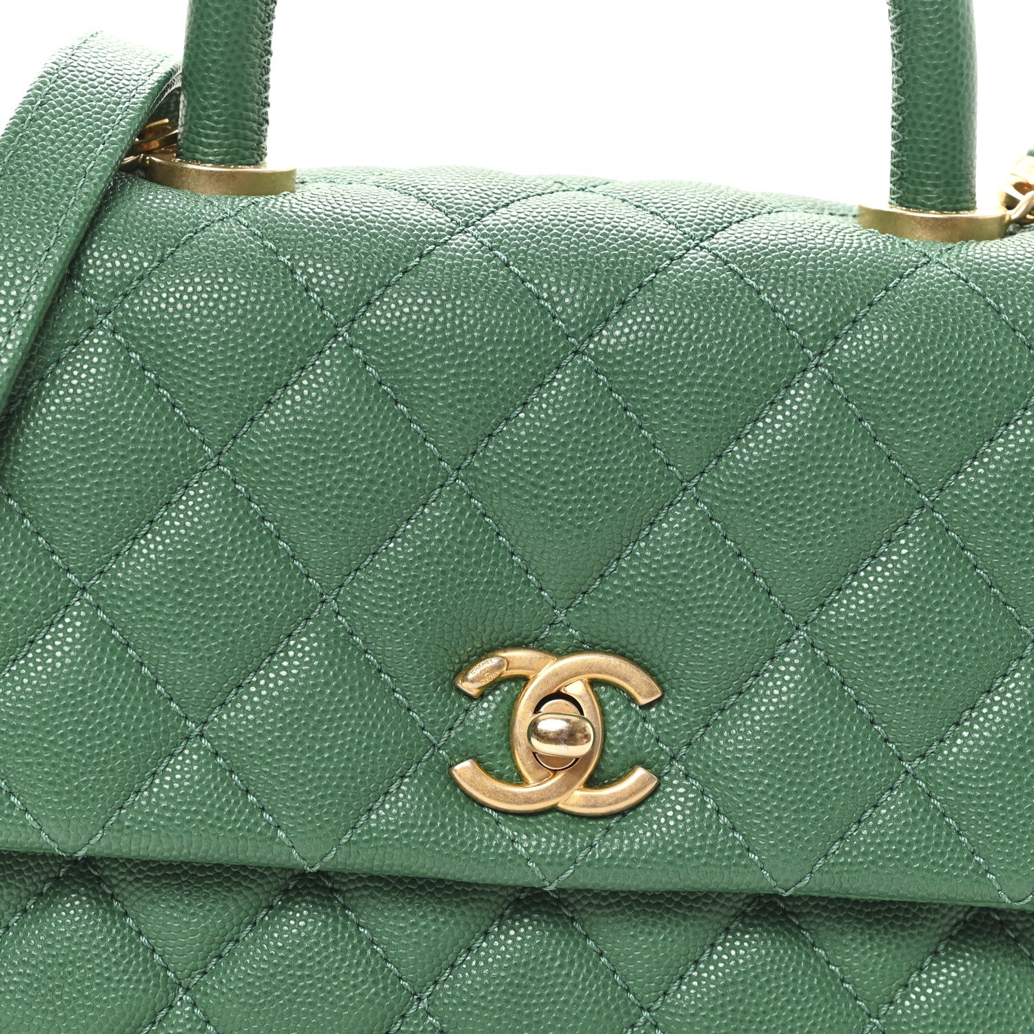 Chanel Caviar Quilted Mini Coco Handle Flap Green 8 of 10