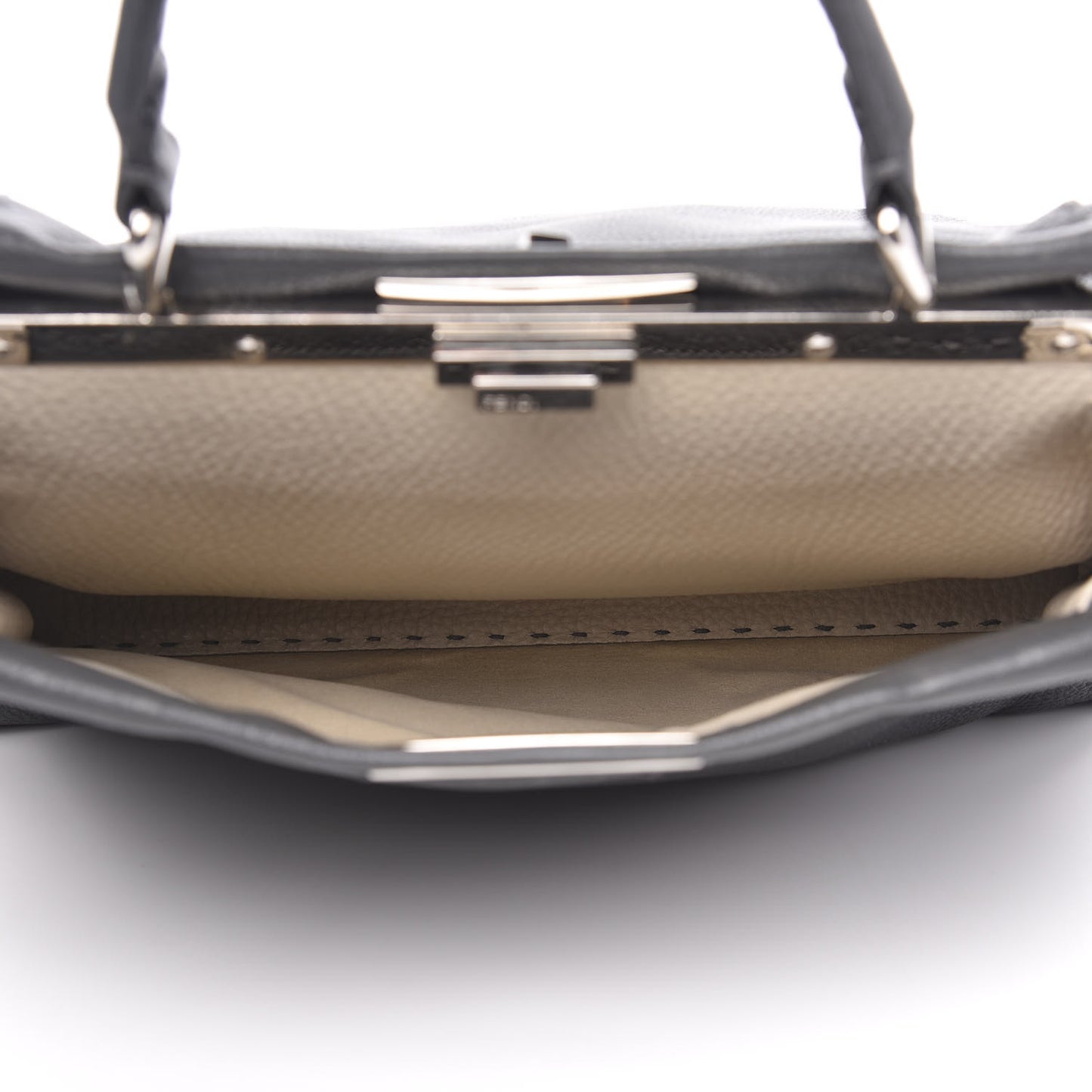 Cuoio Romano Selleria Bi-Color Medium Peekaboo Iconic Satchel Asfalto Latte