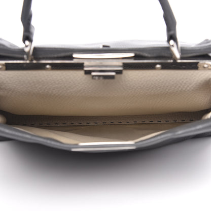 Fendi Cuoio Romano Selleria Bi-Color Medium Peekaboo Iconic Satchel Asfalto Latte 6 of 10
