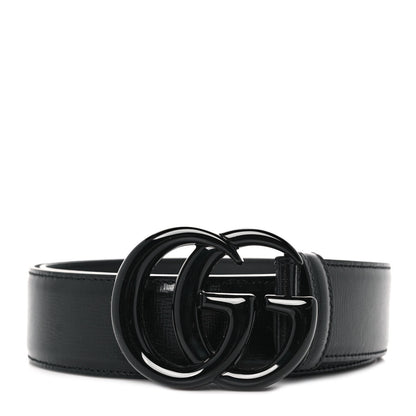 Gucci Azalea Calfskin Enamel Monochrome Double G 40mm Belt 85 34 Black 1 of 5