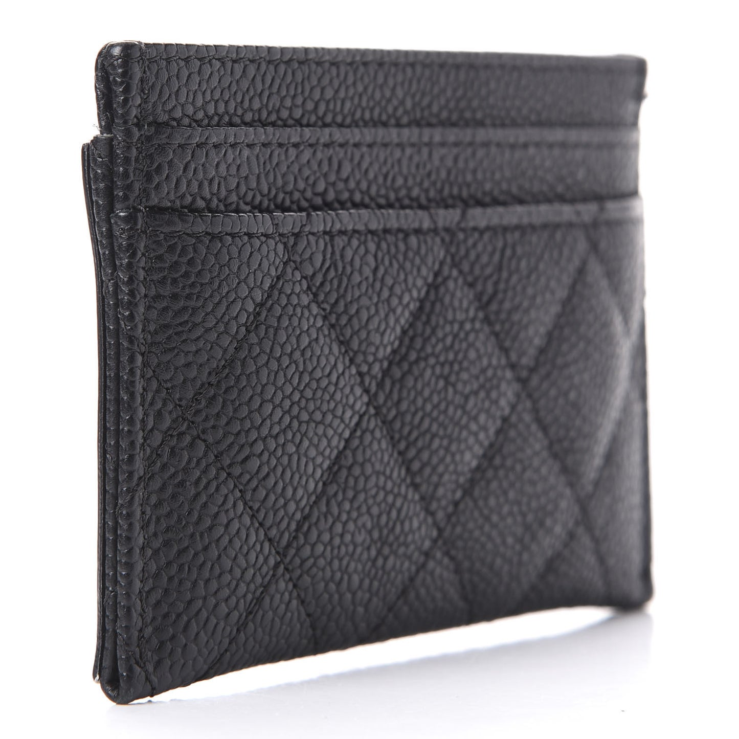 Caviar Quilted Filigree Card Holder Black