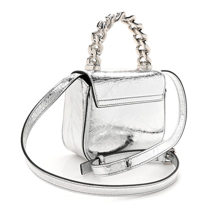 Versace Metallic Crackled Lambskin Mini La Medusa Silver 3 of 9