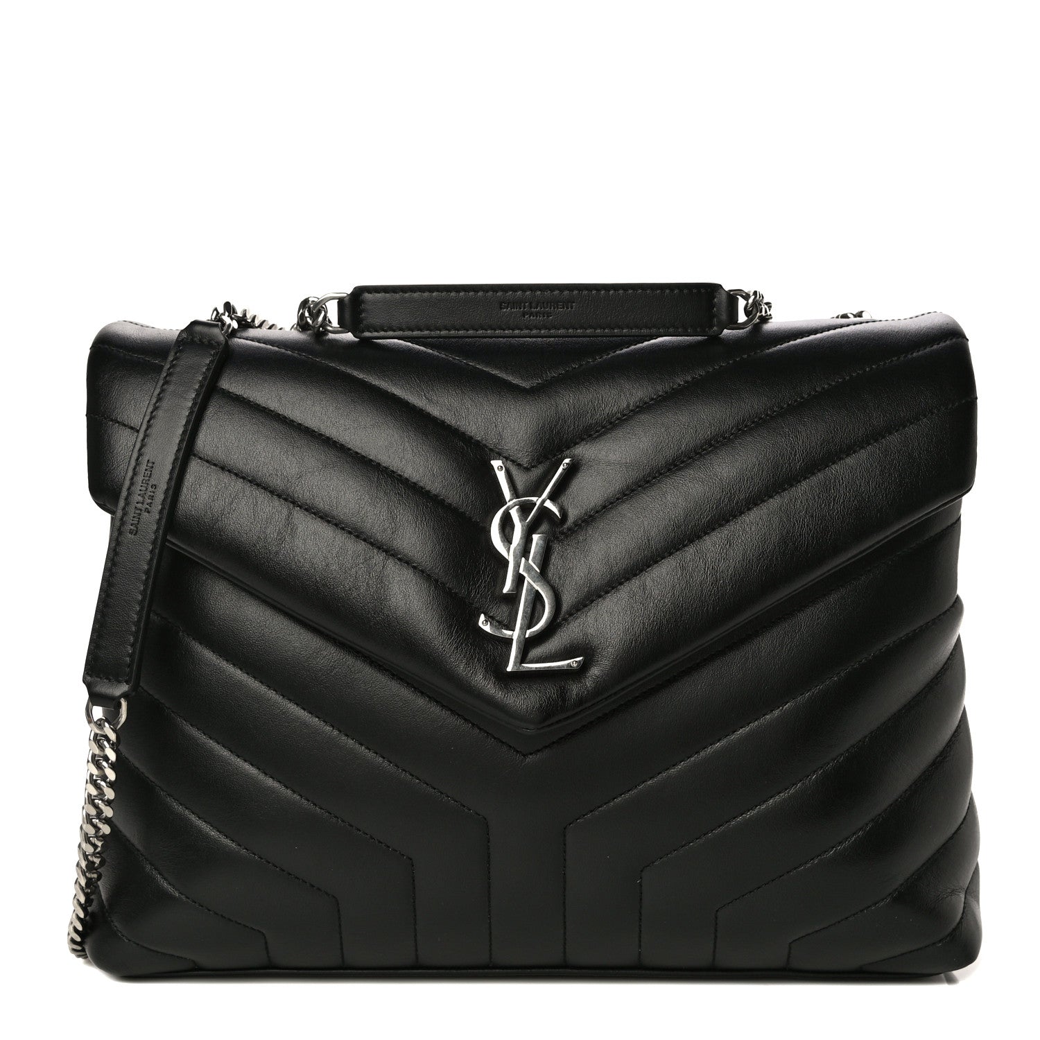 Saint Laurent Calfskin Y Quilted Monogram Medium Loulou Chain Satchel Black 1 of 10