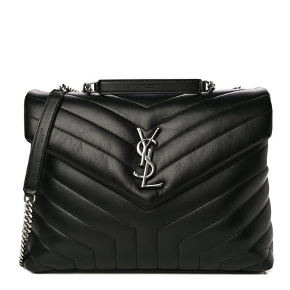 Saint Laurent Calfskin Y Quilted Monogram Medium Loulou Chain Satchel Black 1 of 10