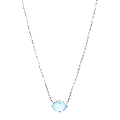 David Yurman Sterling Silver Diamond Blue Topaz Chatelaine Oval Pendant Necklace 1 of 4