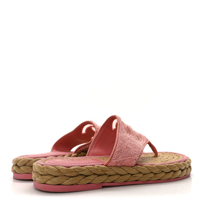 Chanel Terry Cloth Raffia CC Logo Thong Sandals 38.5 Pink 5 of 8