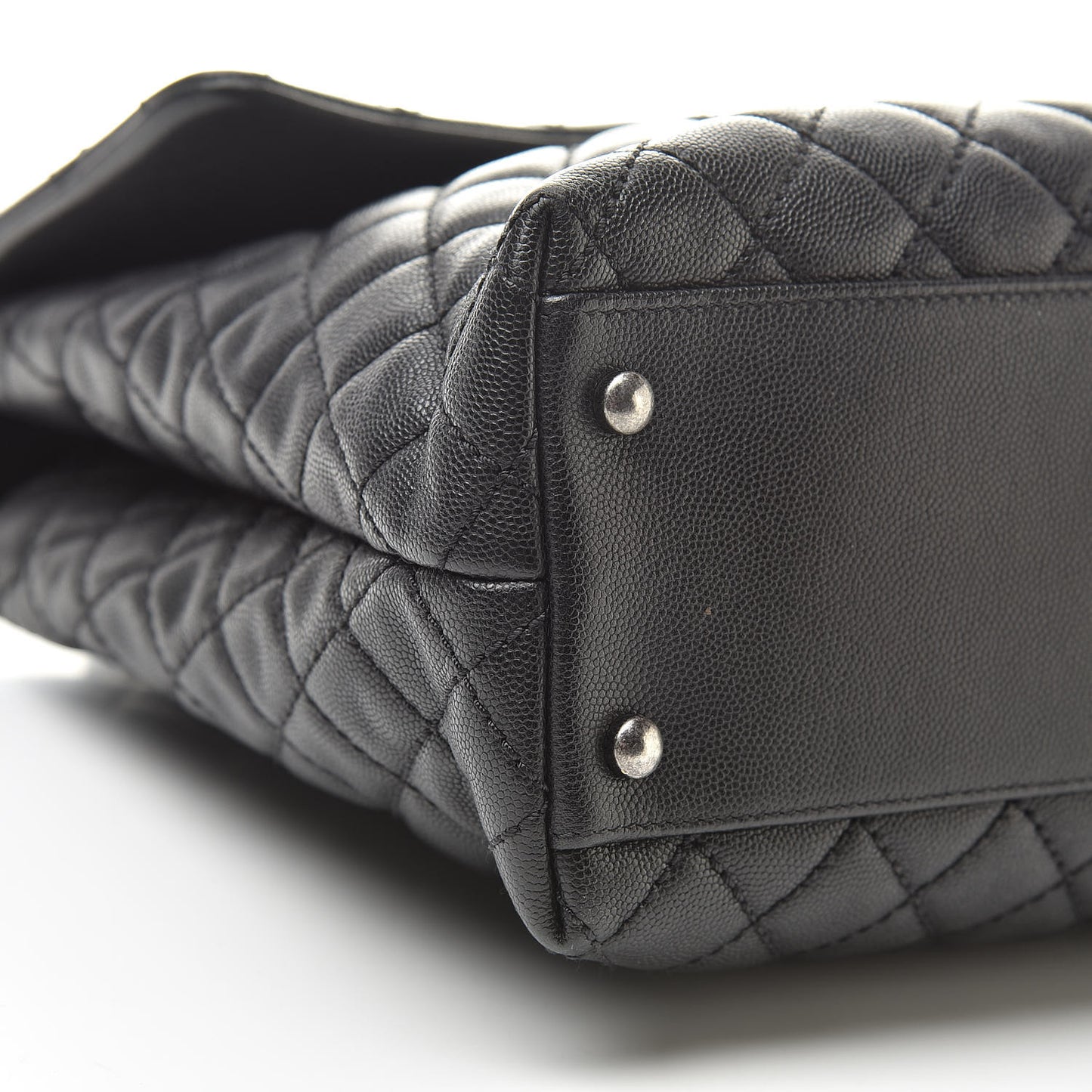 Caviar Quilted Large Coco Handle Flap Black