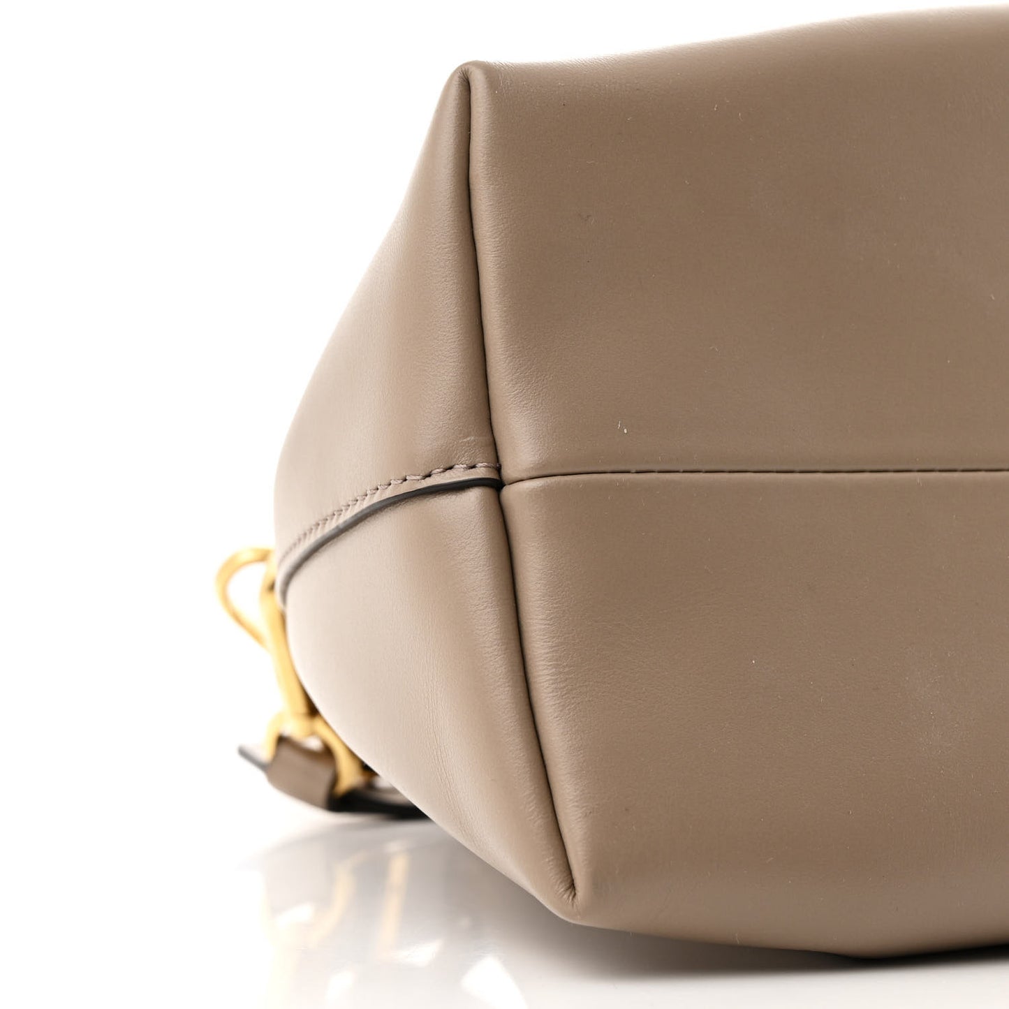 Smooth Shiny Calfskin Cinch M Bucket Bag Taupe