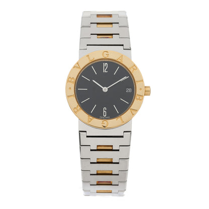 Bulgari Stainless Steel 18K Yellow Gold 30mm Quartz Watch Black 1 of 4