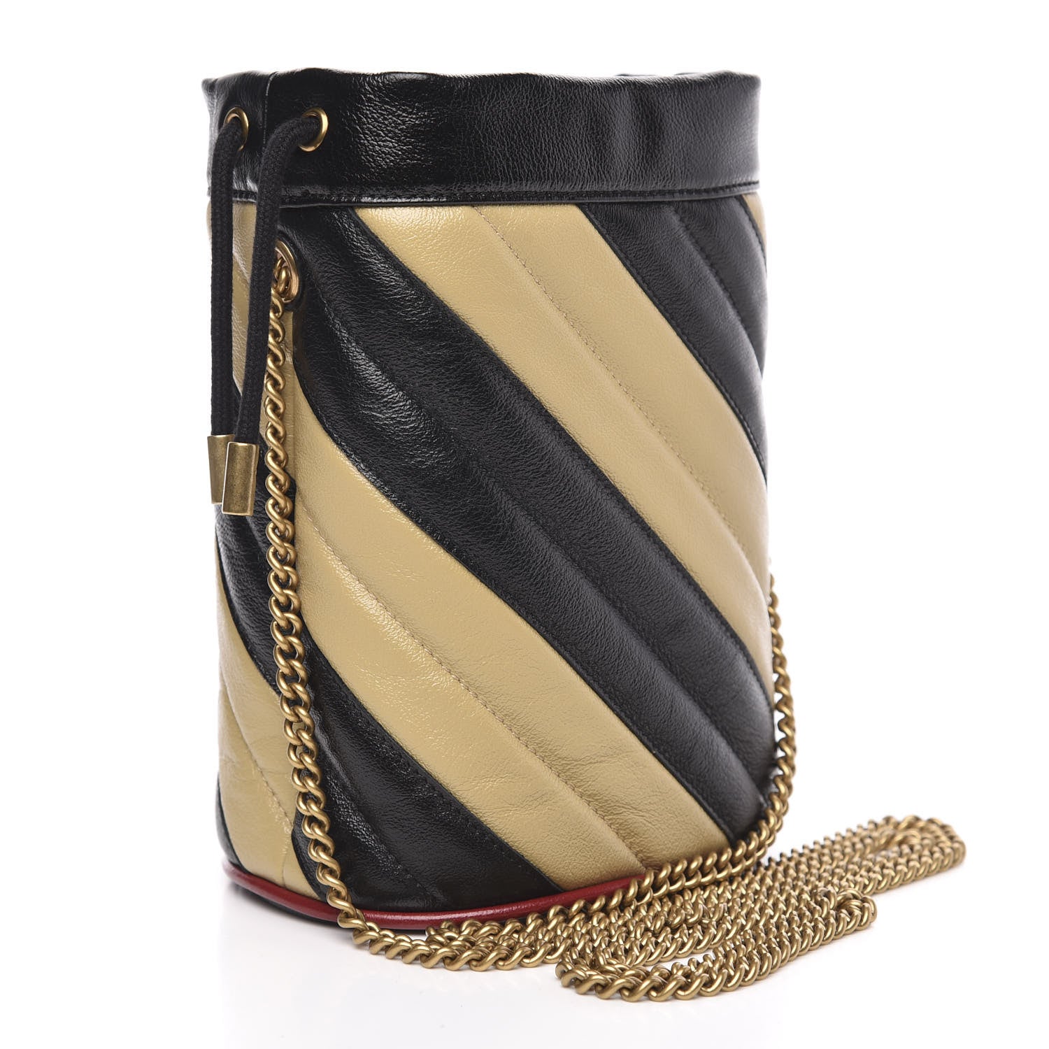 Gucci Azalea Calfskin Matelasse Diagonal Patchwork Mini Torchon GG Marmont 2.0 Bucket Bag Black Beige Romantic Cerise 3 of 10
