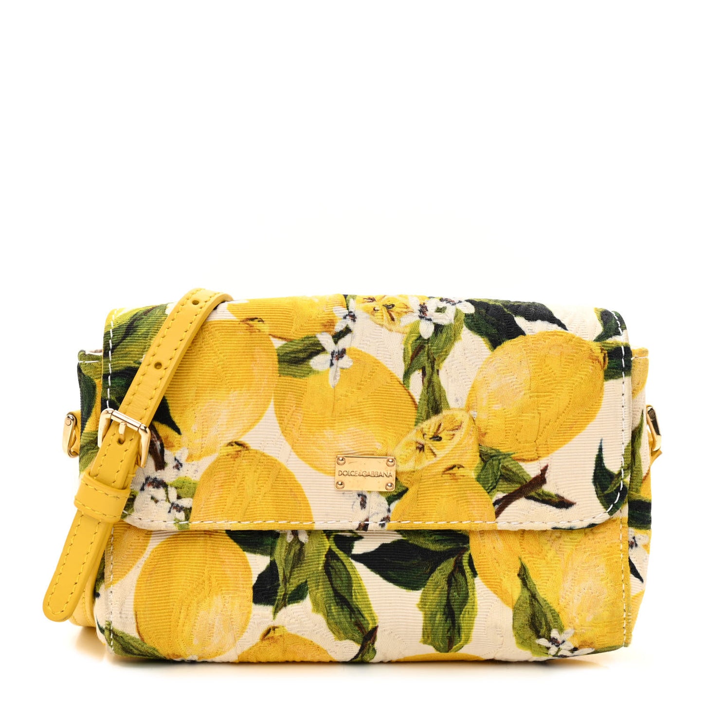 Canvas Lemon Printed Shoulder Bag White Yellow