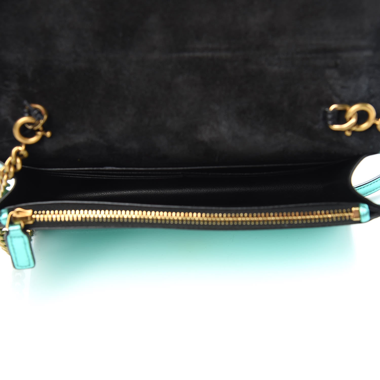 Saint Laurent Laminated Calfskin Classic Monogram Kate Tassel Chain Wallet Green 5 of 11