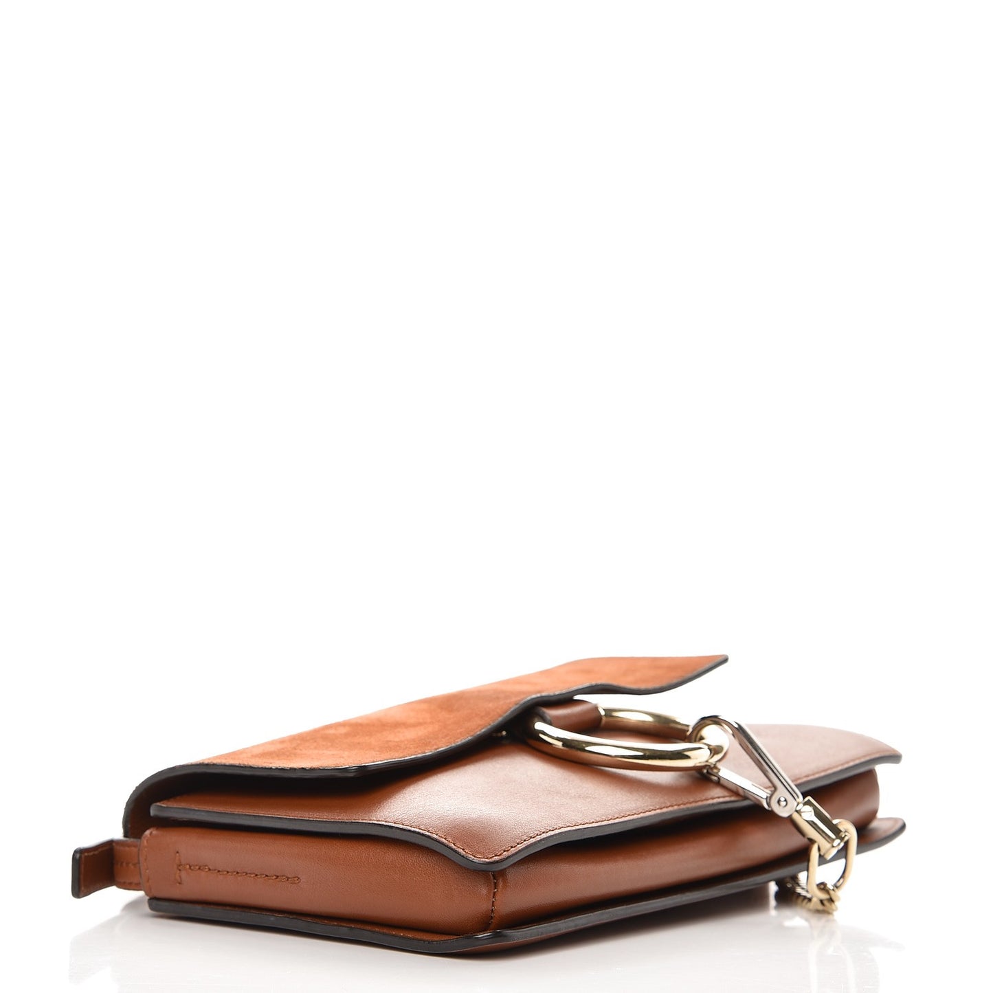 Suede Calfskin Small Faye Shoulder Bag Tobacco