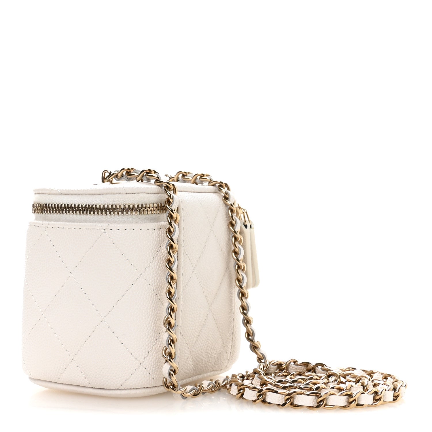 Chanel Caviar Quilted Mini Vanity Case With Chain White 2 of 11