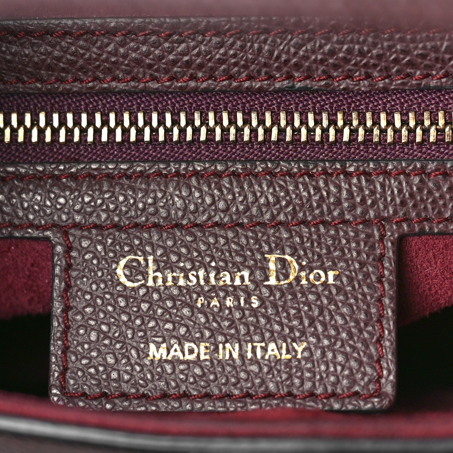 Christian Dior Grained Calfskin Saddle Bag Burgundy 6 of 10