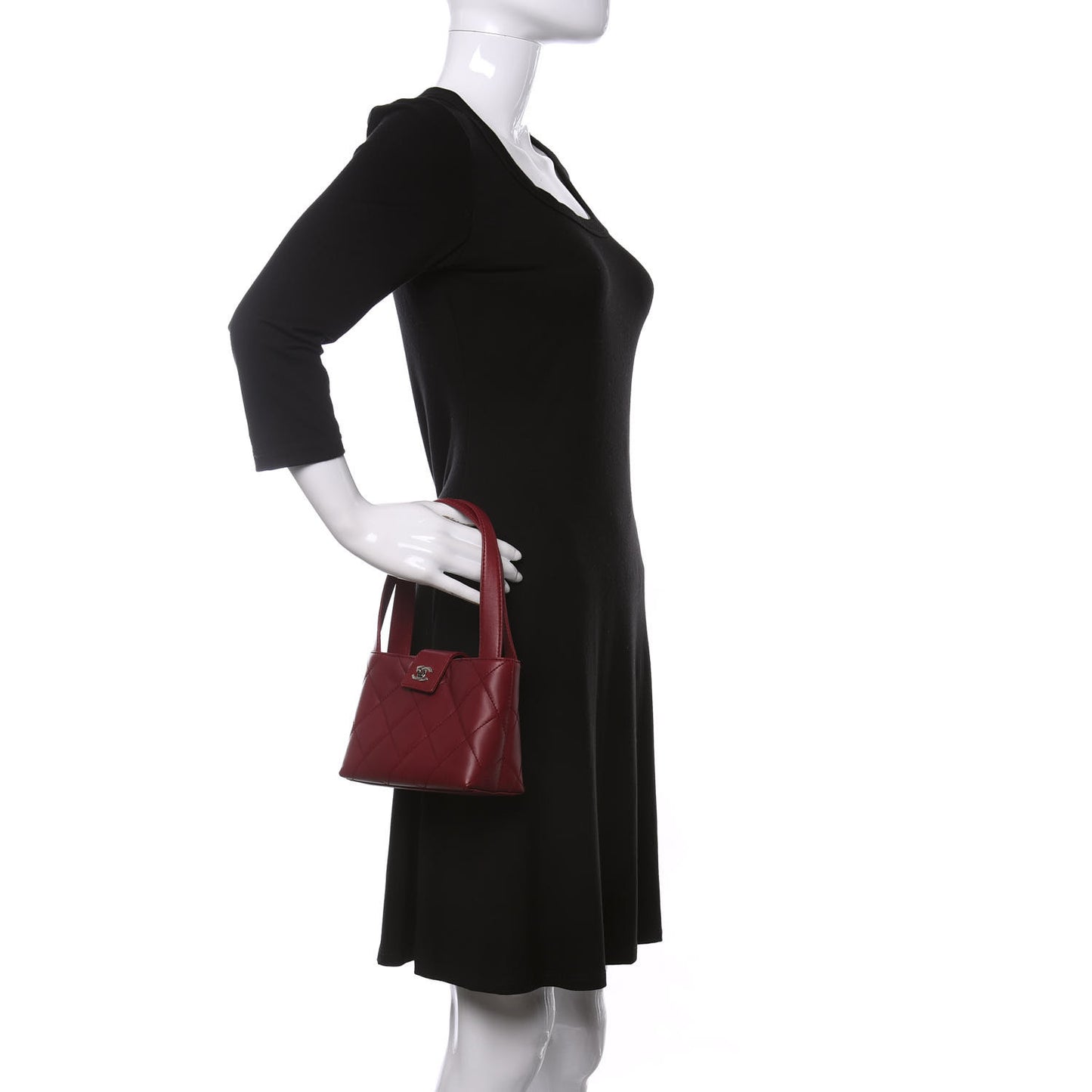 Lambskin Stitched Top Handle Flap Bag Red