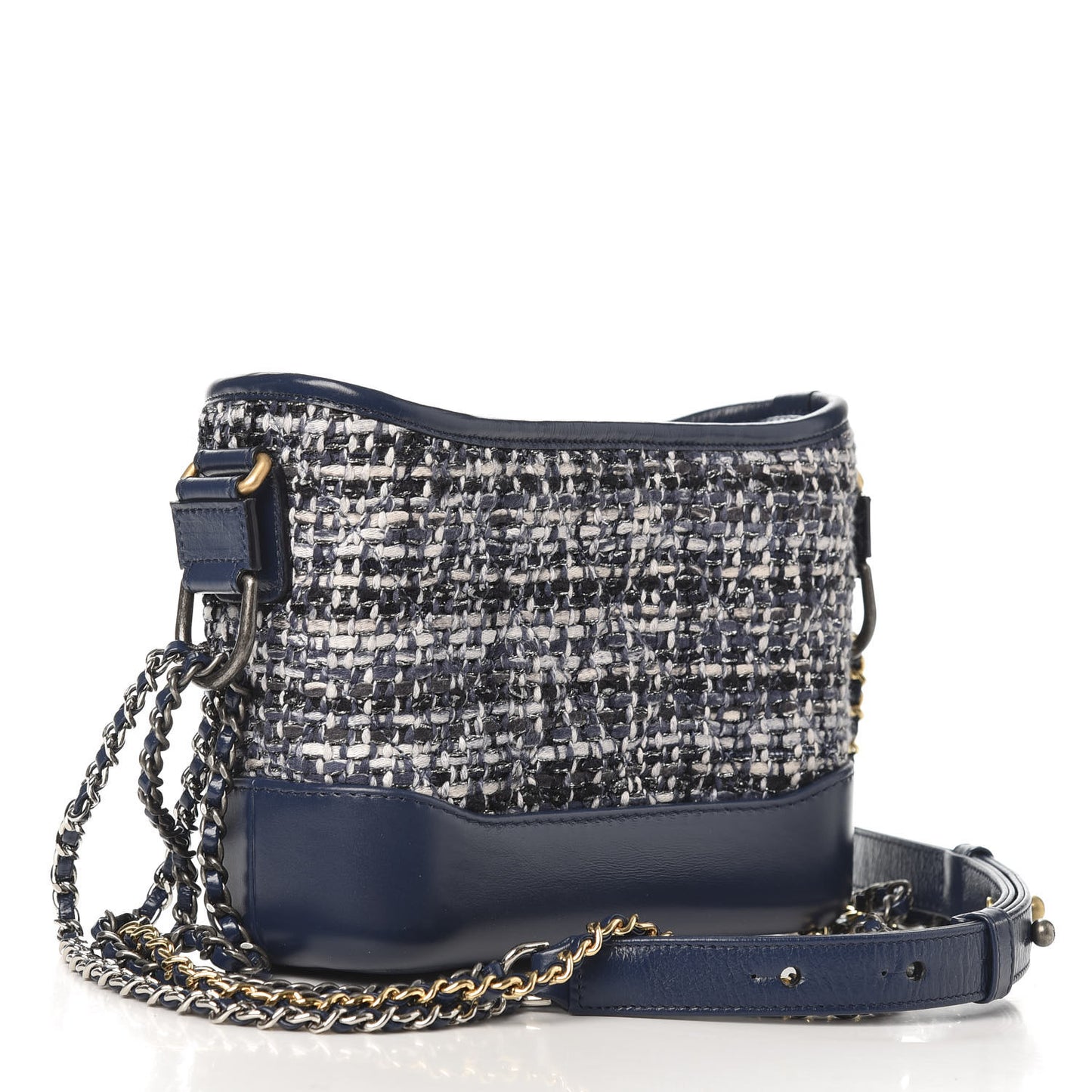 Tweed Calfskin Small Gabrielle Hobo Blue