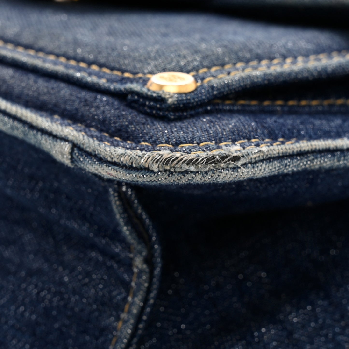 Denim Quilted Double You Mini Flap Blue Golden