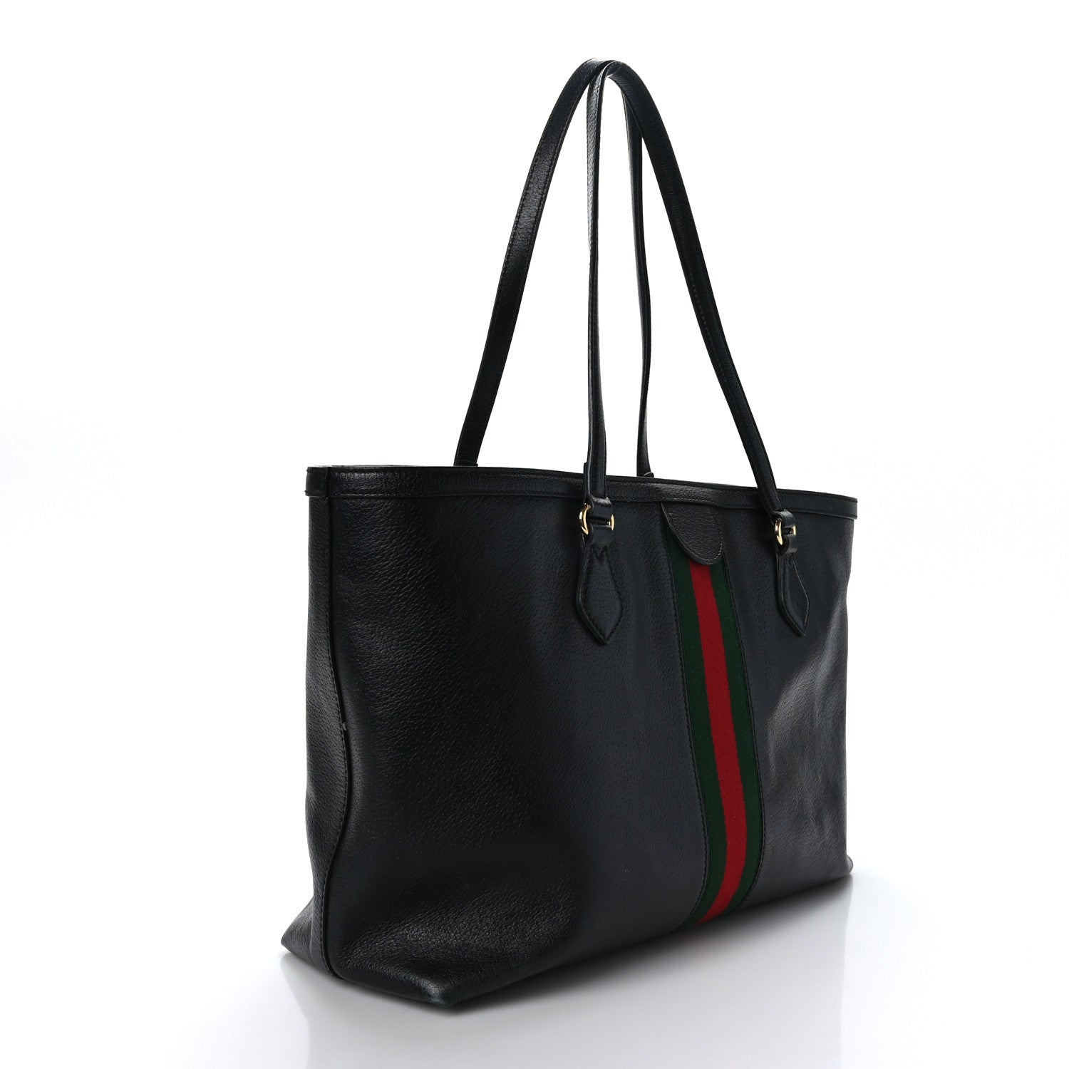 Gucci Textured Calfskin Web Medium Ophidia Shopping Tote Black 3 of 11