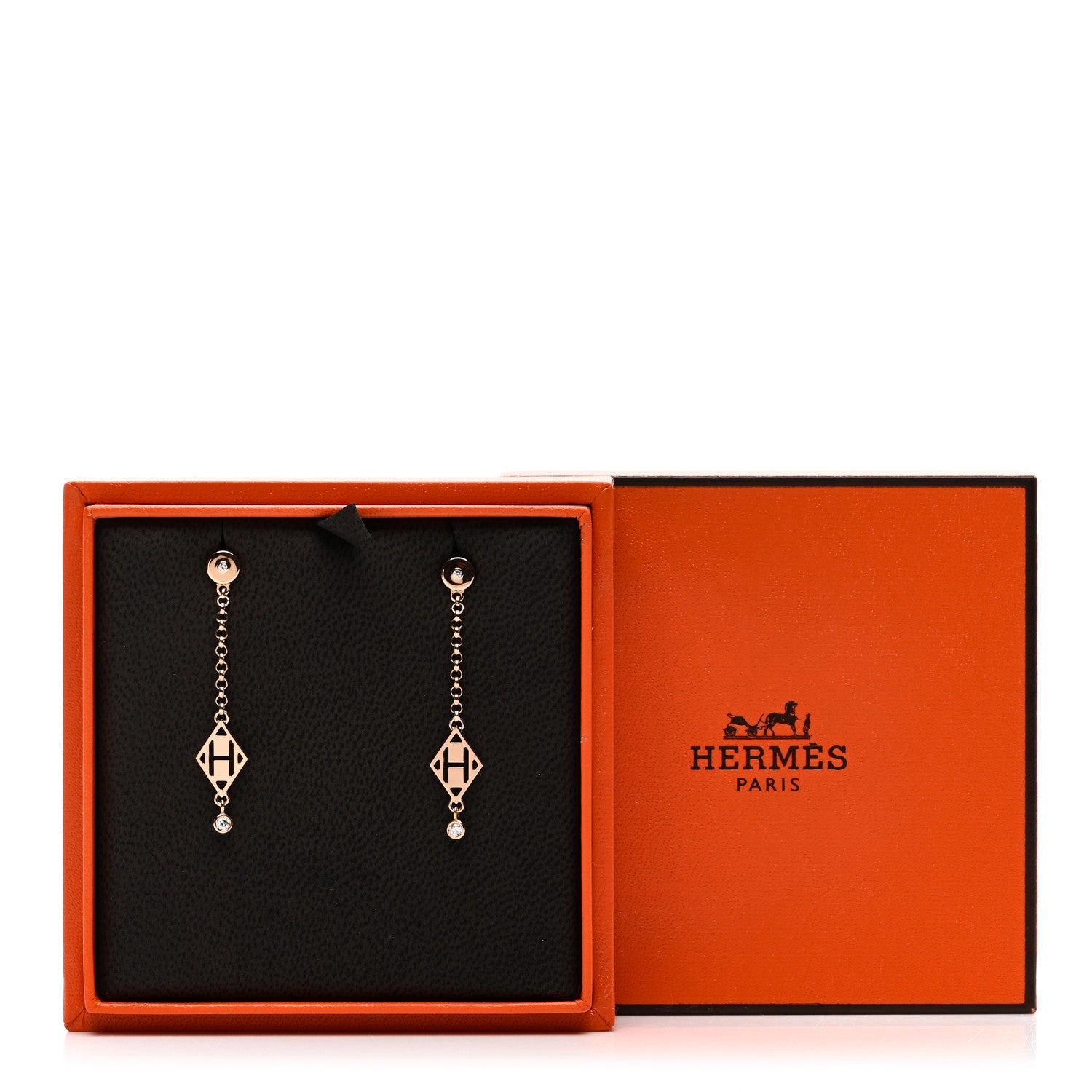 Hermes 18K Rose Gold Diamond Gambade Earrings 5 of 5
