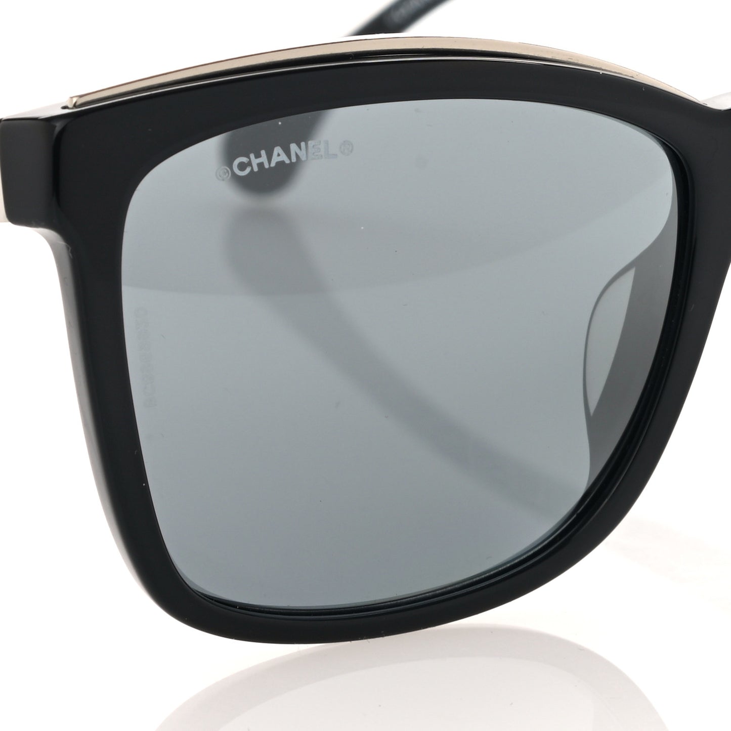 Calfskin Square Chain Sunglasses 5360-Q-A Black
