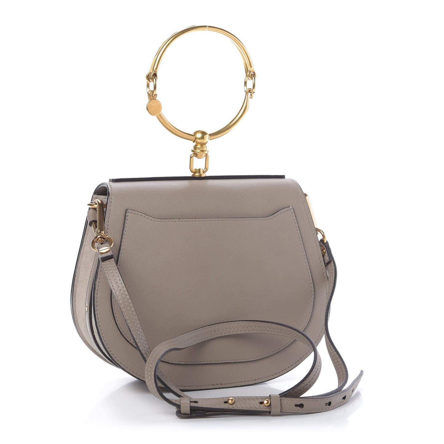 Calfskin Suede Medium Nile Bracelet Bag Motty Grey