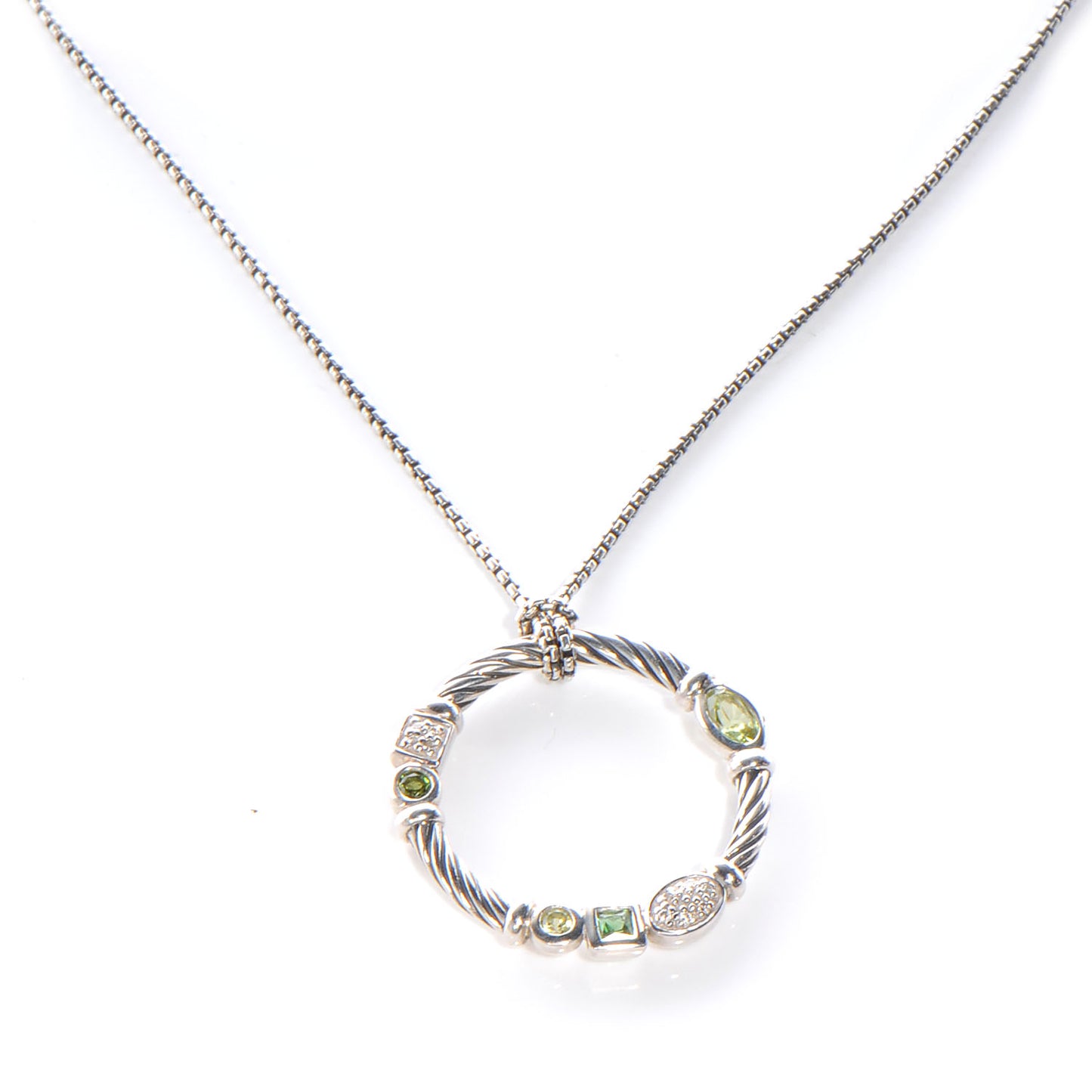 Sterling Silver Confetti Pendant Necklace Green