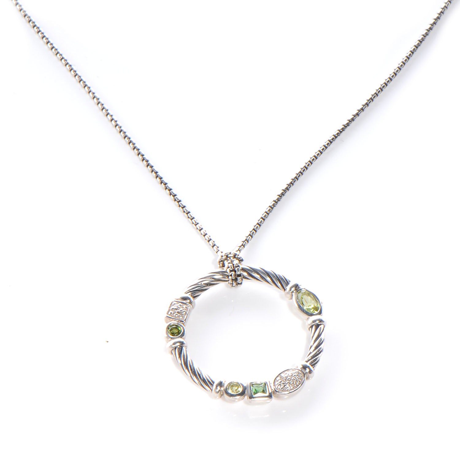 David Yurman Sterling Silver Confetti Pendant Necklace Green 1 of 5