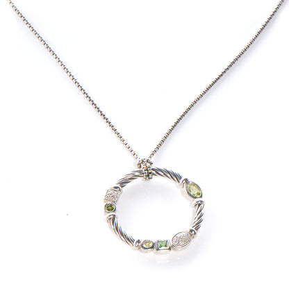 David Yurman Sterling Silver Confetti Pendant Necklace Green 1 of 5