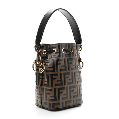 Fendi Vitello Liberty F is Fendi Bi-Color FF 1974 Embossed Mini Mon Tresor Bucket Bag Maya Black 3 of 10