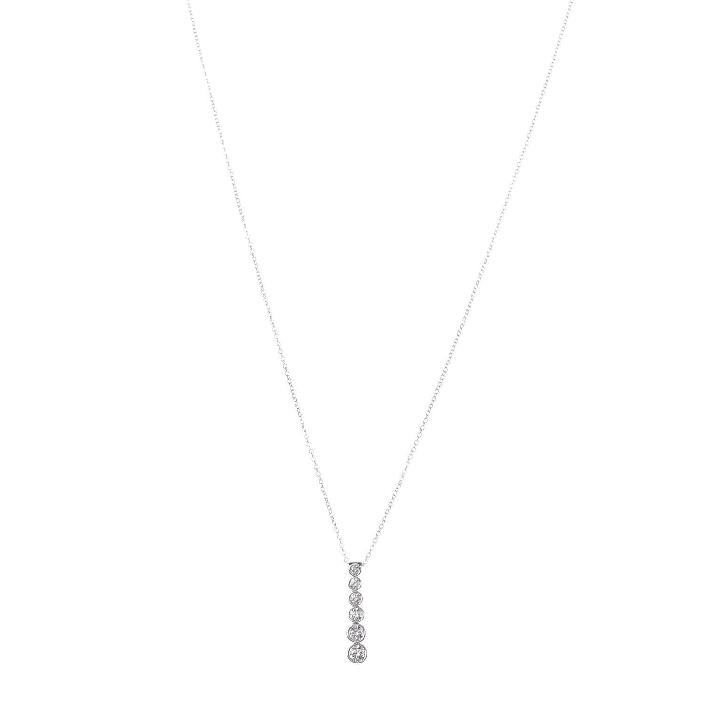 Platinum Diamond Jazz Graduated Drop Pendant Necklace