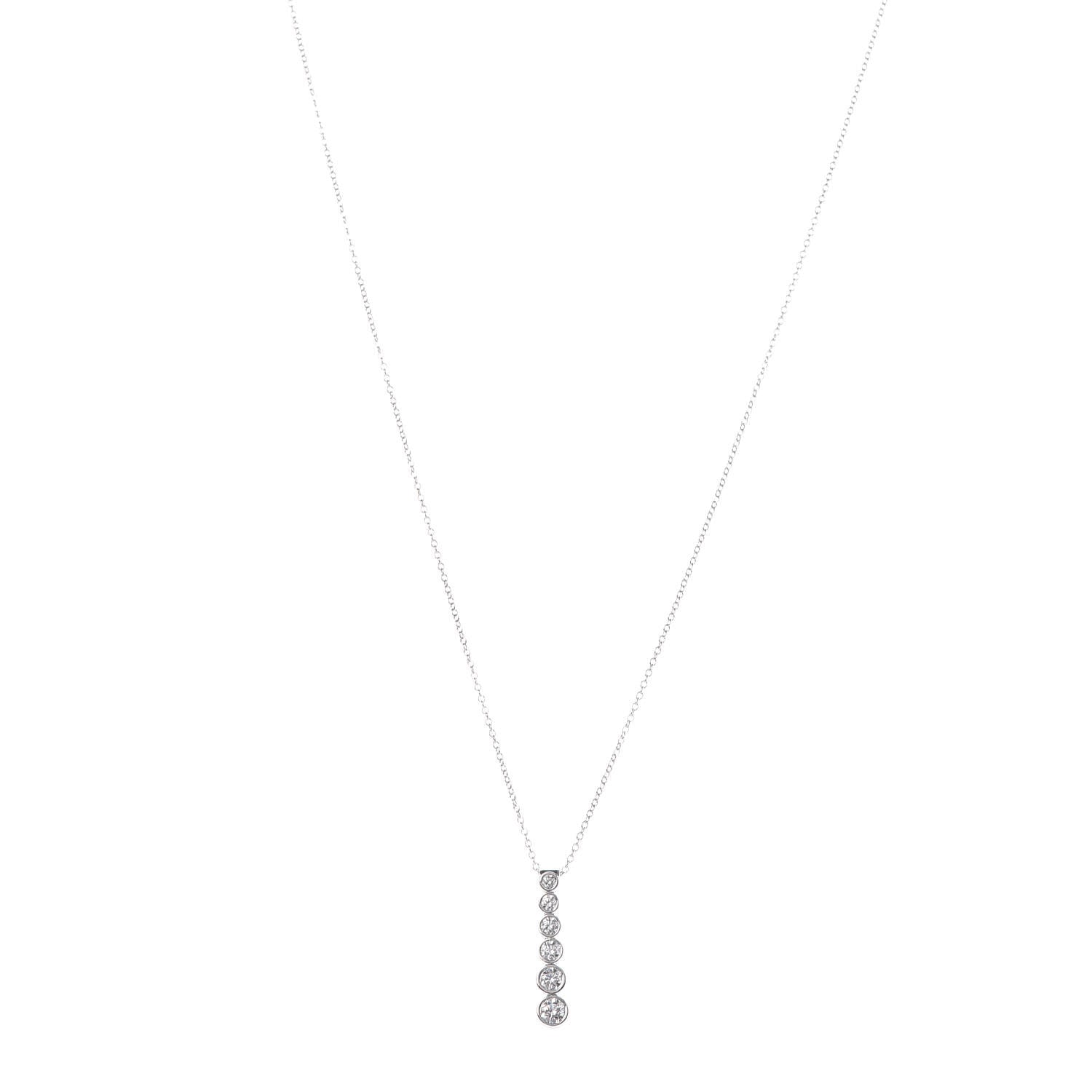 Tiffany Platinum Diamond Jazz Graduated Drop Pendant Necklace 1 of 7