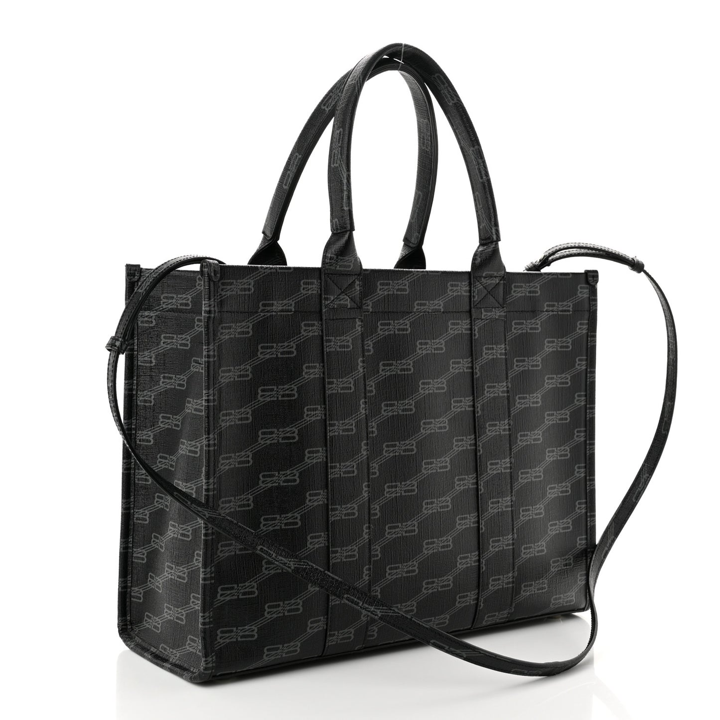 Coated Canvas BB Monogram Hardware Tote Black White
