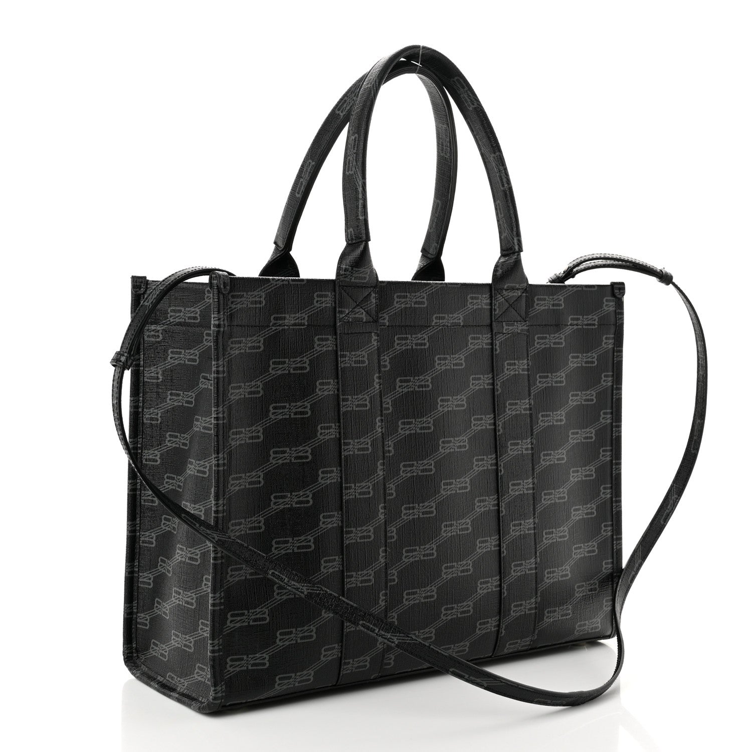 Balenciaga Coated Canvas BB Monogram Hardware Tote Black White 3 of 9