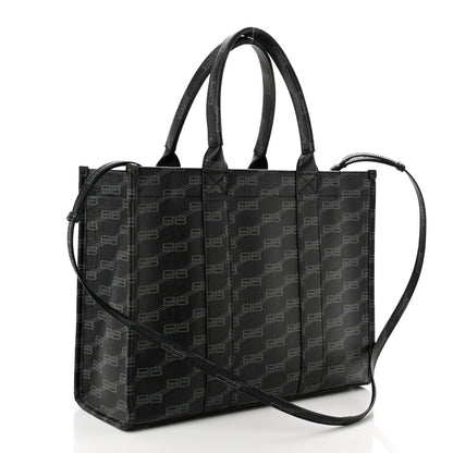 Balenciaga Coated Canvas BB Monogram Hardware Tote Black White 3 of 9