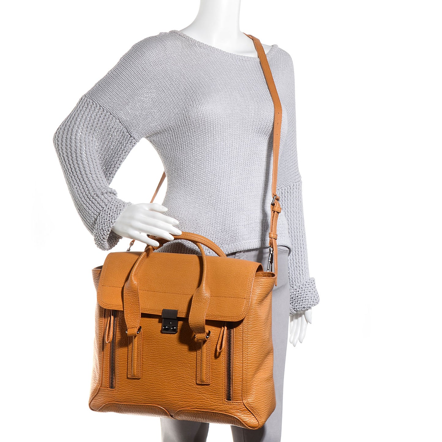 3.1 Leather Large Pashli Satchel Amber