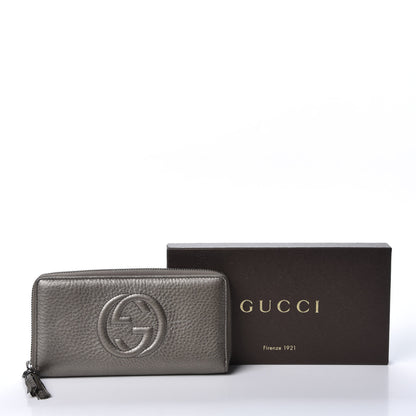 Gucci Metallic Pebbled Calfskin Soho Zip Around Wallet Sasso 8 of 8