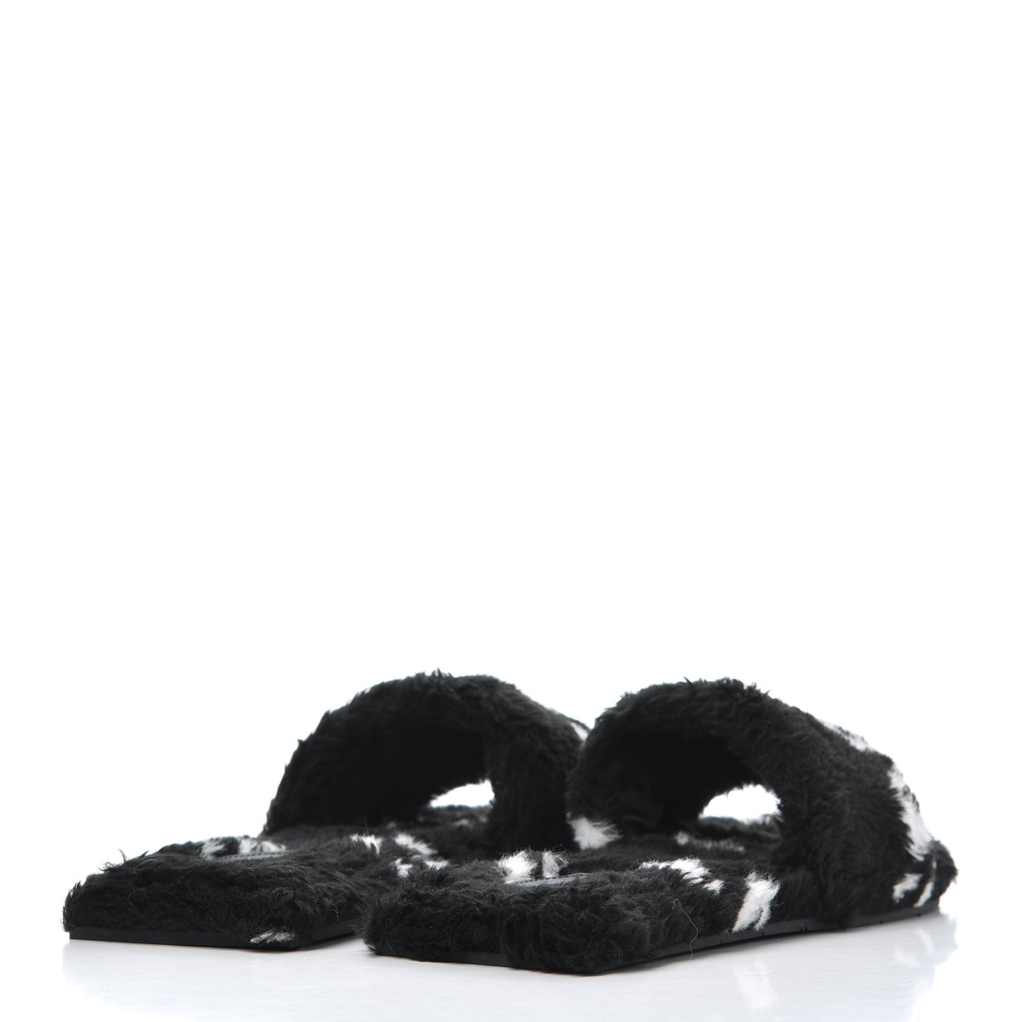 Fur Slide Sandals 37.5 Black White