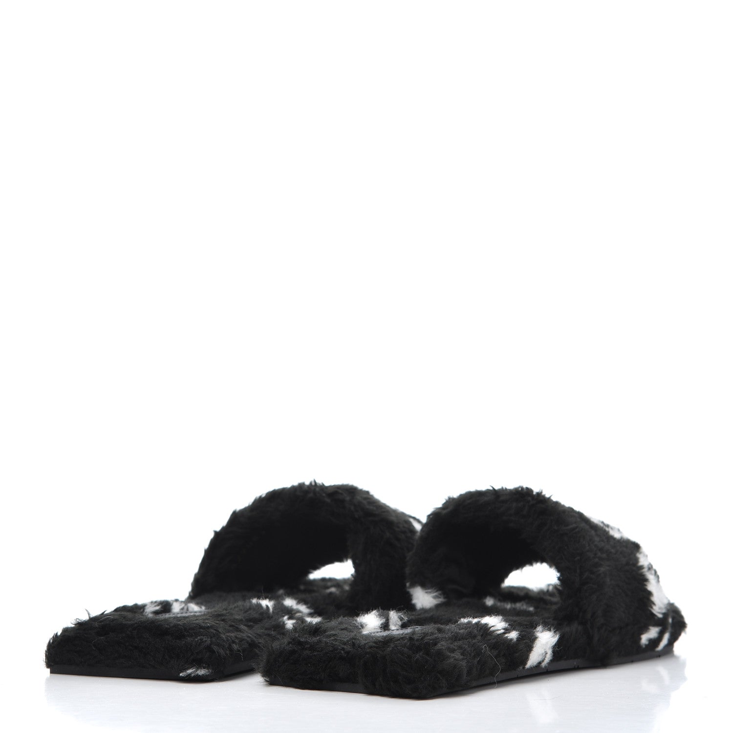 Balenciaga Fur Slide Sandals 37.5 Black White 4 of 9