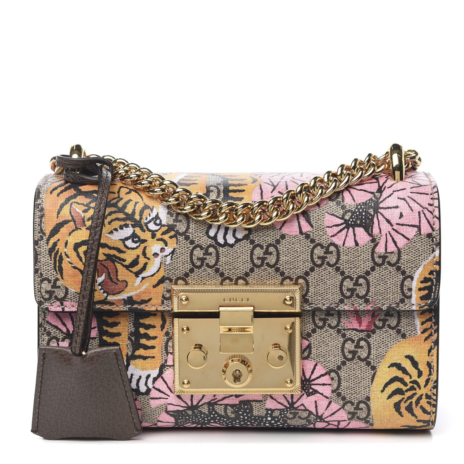 Gucci GG Supreme Monogram Bengal Small Padlock Shoulder Bag Beige Pink 1 of 9