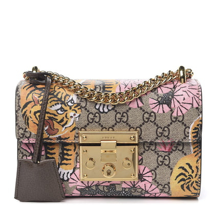 Gucci GG Supreme Monogram Bengal Small Padlock Shoulder Bag Beige Pink 1 of 9