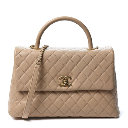 Chanel Caviar Quilted Medium Coco Handle Flap Light Beige 1 of 10