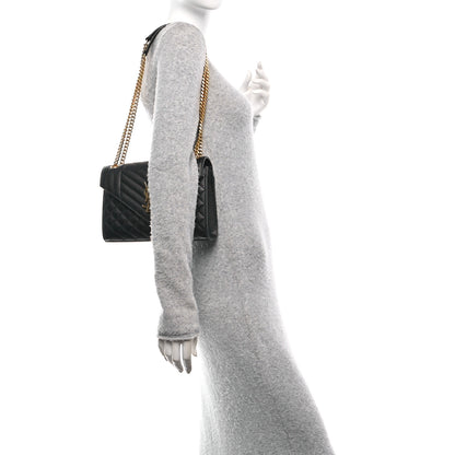 Saint Laurent Grain De Poudre Textured Mixed Matelasse Triquilt Medium Monogram Satchel Black 2 of 12