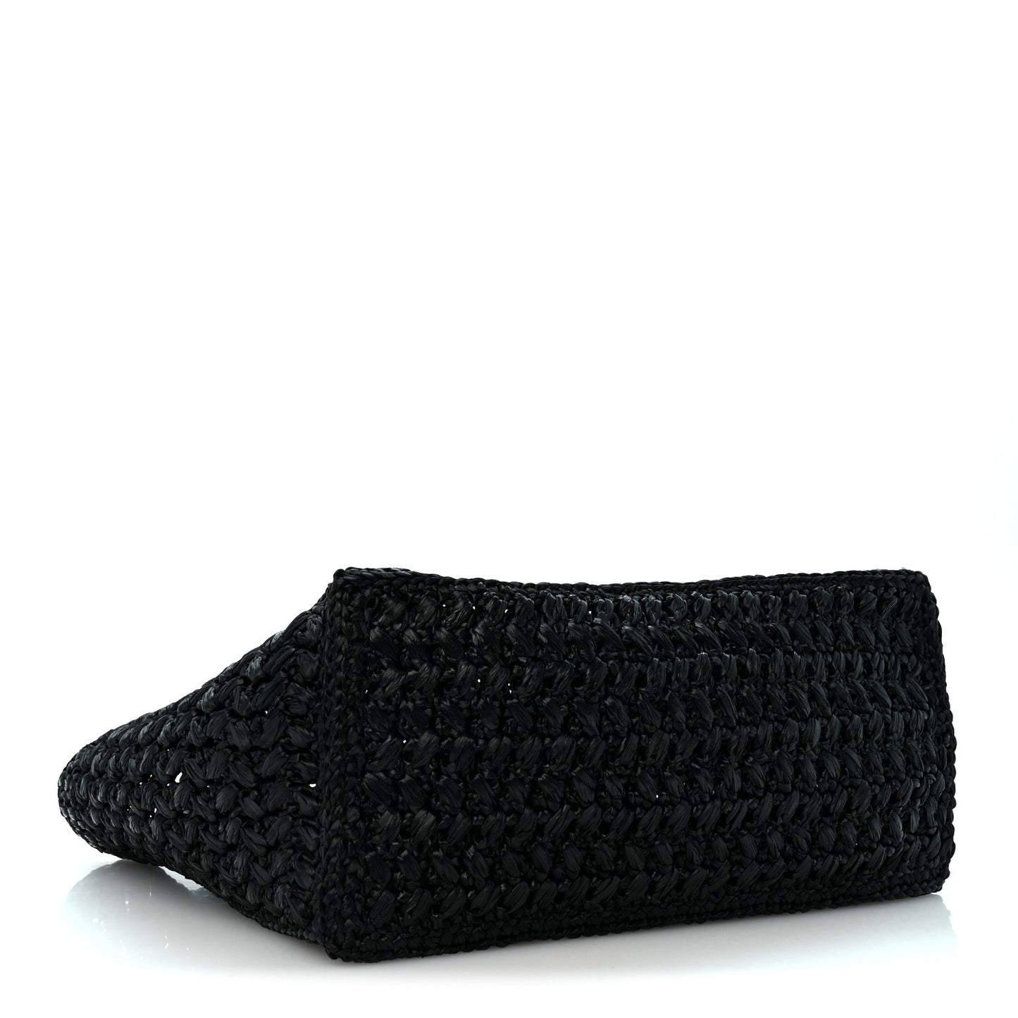 Raffia Coco Beach Shopping Bag Black