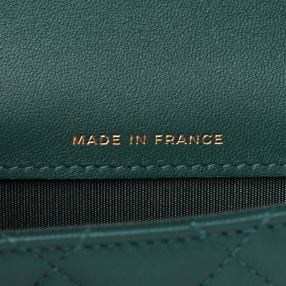 Chanel Lambskin Quilted Top Handle Flap Coin Purse With Chain Green 7 of 11